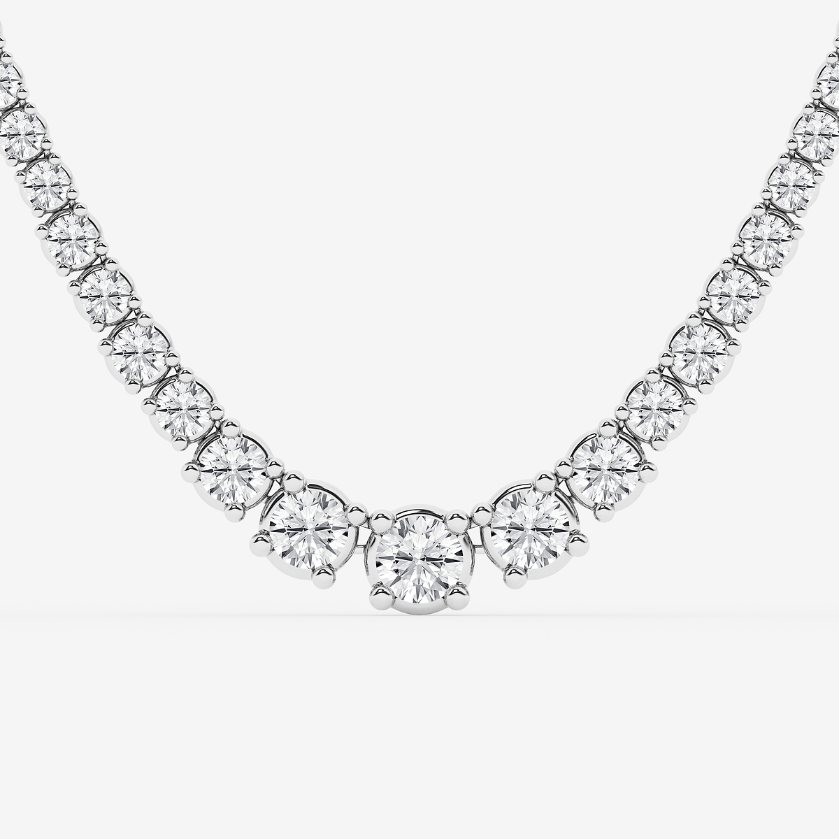 Additional Image 1 for  15 ctw Round Lab Grown Diamond Four Prong Graduated Tennis Necklace